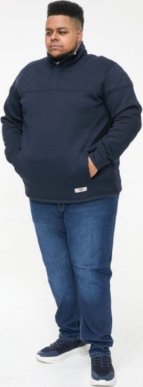 D555 SWANN Quarter Neck Sweatshirt With Quilted Top Panel Navy - Pulóverek & kapucnis pulóverek - Pulóverek & Kapucnis pulóver 2XL-12XL