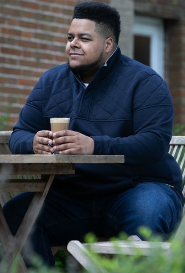 D555 SWANN Quarter Neck Sweatshirt With Quilted Top Panel Navy - Pulóverek & kapucnis pulóverek - Pulóverek & Kapucnis pulóver 2XL-12XL