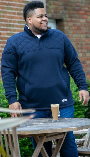 D555 SWANN Quarter Neck Sweatshirt With Quilted Top Panel Navy - Pulóverek & kapucnis pulóverek - Pulóverek & Kapucnis pulóver 2XL-12XL