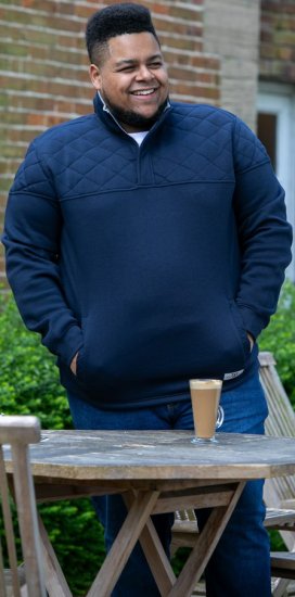 D555 SWANN Quarter Neck Sweatshirt With Quilted Top Panel Navy - Pulóverek & kapucnis pulóverek - Pulóverek & Kapucnis pulóver 2XL-12XL