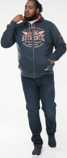 D555 HAMILTON Full Zip Hoody With Authentic 1996 Chest Print Denim - Pulóverek & kapucnis pulóverek - Pulóverek & Kapucnis pulóver 2XL-12XL
