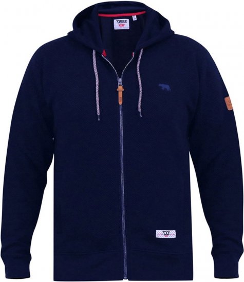 D555 IRVIN Full Zip Jacquard Hoody With Chest Embroidery Navy - Pulóverek & kapucnis pulóverek - Pulóverek & Kapucnis pulóver 2XL-12XL