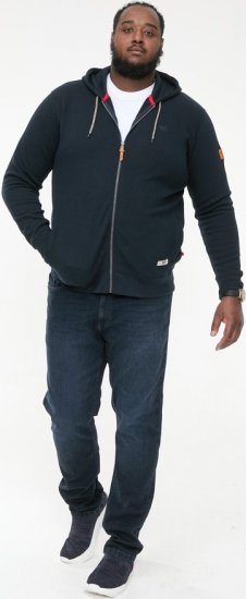 D555 IRVIN Full Zip Jacquard Hoody With Chest Embroidery Navy - Pulóverek & kapucnis pulóverek - Pulóverek & Kapucnis pulóver 2XL-12XL
