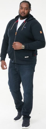 D555 IRVIN Full Zip Jacquard Hoody With Chest Embroidery Navy - Pulóverek & kapucnis pulóverek - Pulóverek & Kapucnis pulóver 2XL-12XL