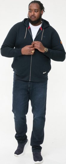 D555 IRVIN Full Zip Jacquard Hoody With Chest Embroidery Navy - Pulóverek & kapucnis pulóverek - Pulóverek & Kapucnis pulóver 2XL-12XL