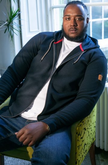 D555 IRVIN Full Zip Jacquard Hoody With Chest Embroidery Navy - Pulóverek & kapucnis pulóverek - Pulóverek & Kapucnis pulóver 2XL-12XL