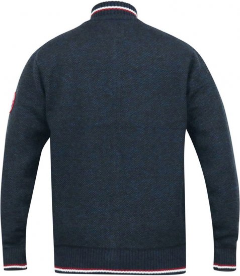 D555 ABERDARE Knitted Zip Through Sweater With Bonded Check Lining Navy Marl - Pulóverek & kapucnis pulóverek - Pulóverek & Kapucnis pulóver 2XL-12XL