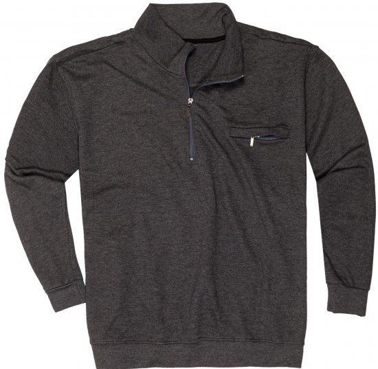Adamo Athen Sweatshirt Half Zipper Charocal - Pulóverek & Kapucnis pulóverek - Pulóverek & Kapucnis pulóver 2XL-12XL