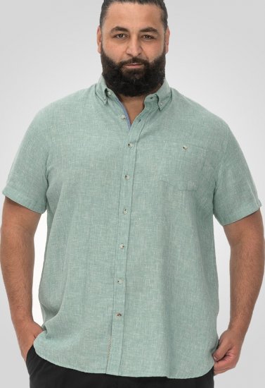 D555 Falmouth 2 Linen Mix Short Sleeve Shirt With Button Down Mint - Ingek - Ingek 2XL-10XL