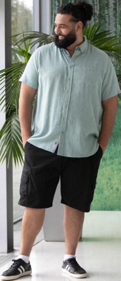 D555 Falmouth 2 Linen Mix Short Sleeve Shirt With Button Down Mint - Ingek - Ingek 2XL-10XL