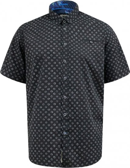 D555 Matlock Short Sleeve AOP Shirt With Hidden Button Down Black - Ingek - Ingek 2XL-10XL