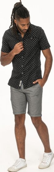 D555 Matlock Short Sleeve AOP Shirt With Hidden Button Down Black - Ingek - Ingek 2XL-10XL