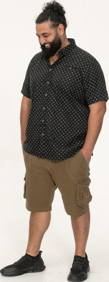 D555 Matlock Short Sleeve AOP Shirt With Hidden Button Down Black - Ingek - Ingek 2XL-10XL