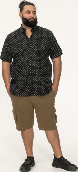D555 Matlock Short Sleeve AOP Shirt With Hidden Button Down Black - Ingek - Ingek 2XL-10XL