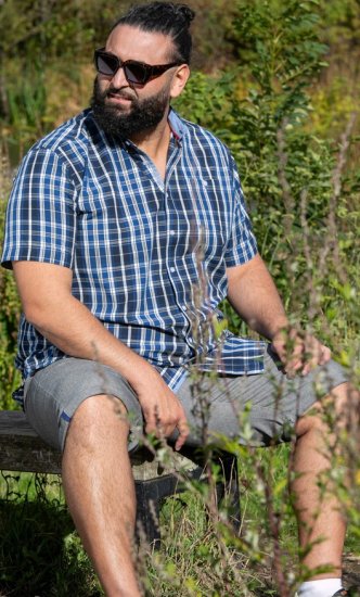 D555 Walsall Button Down Collar Short Sleeve Shirt Navy Shirt - Ingek - Ingek 2XL-10XL