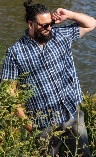 D555 Walsall Button Down Collar Short Sleeve Shirt Navy Shirt - Ingek - Ingek 2XL-10XL