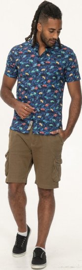 D555 Hartlepool Short Sleeve Vintage Car AOP Stretch Shirt Blue - Ingek - Ingek 2XL-10XL