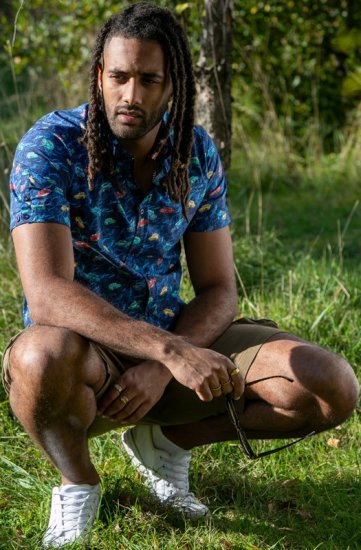 D555 Hartlepool Short Sleeve Vintage Car AOP Stretch Shirt Blue - Ingek - Ingek 2XL-10XL