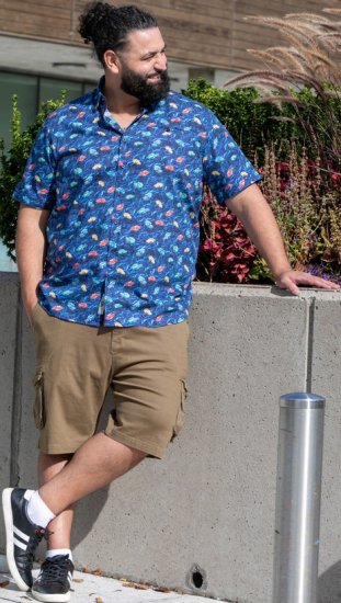 D555 Hartlepool Short Sleeve Vintage Car AOP Stretch Shirt Blue - Ingek - Ingek 2XL-10XL