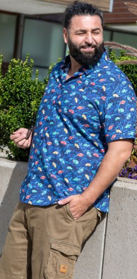 D555 Hartlepool Short Sleeve Vintage Car AOP Stretch Shirt Blue - Ingek - Ingek 2XL-10XL