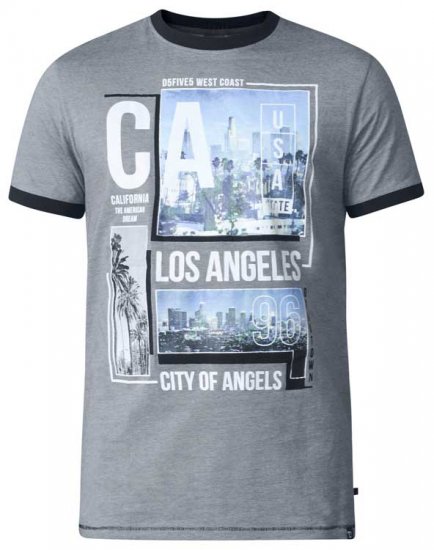 D555 Howie Fine Stripe T-shirt Grey - Pólók - Nagyméretű pólók - 2XL-14XL