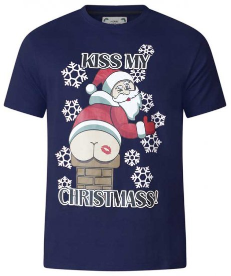 D555 Naughty X-mas T-shirt Navy - Pólók - Nagyméretű pólók - 2XL-14XL