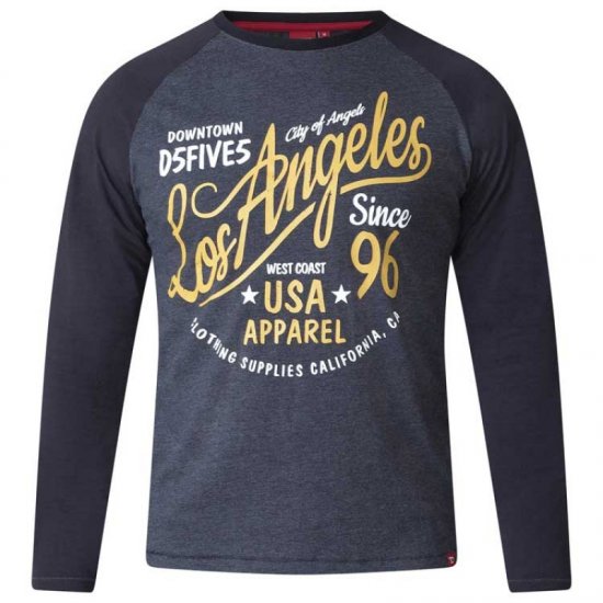D555 Neill Long Sleeve T-shirt Black - Pólók - Nagyméretű pólók - 2XL-14XL