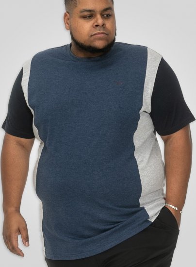 D555 Neath Cut And Sew Crew Neck T-Shirt Denim - Pólók - Nagyméretű pólók - 2XL-14XL