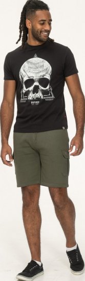 D555 Hucknall Skull Monochrome Printed Crew Neck T-shirt Washed Black - Pólók - Nagyméretű pólók - 2XL-14XL