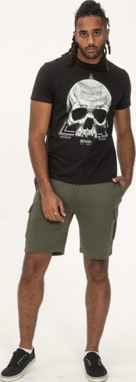 D555 Hucknall Skull Monochrome Printed Crew Neck T-shirt Washed Black - Pólók - Nagyméretű pólók - 2XL-14XL