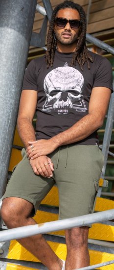 D555 Hucknall Skull Monochrome Printed Crew Neck T-shirt Washed Black - Pólók - Nagyméretű pólók - 2XL-14XL