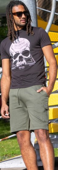 D555 Hucknall Skull Monochrome Printed Crew Neck T-shirt Washed Black - Pólók - Nagyméretű pólók - 2XL-14XL