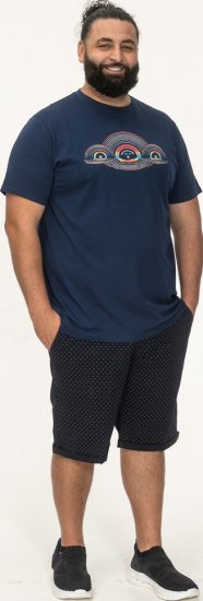 D555 Cheltenham Record With Reflection Printed T-shirt French Navy - Pólók - Nagyméretű pólók - 2XL-14XL