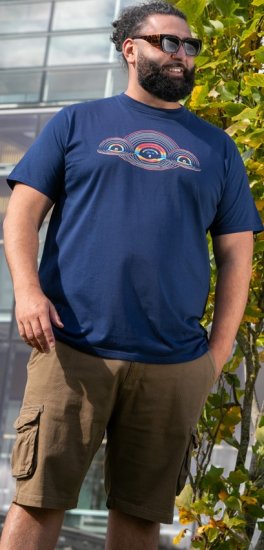 D555 Cheltenham Record With Reflection Printed T-shirt French Navy - Pólók - Nagyméretű pólók - 2XL-14XL