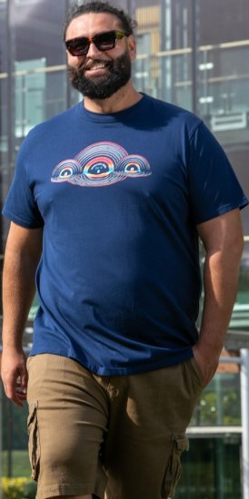 D555 Cheltenham Record With Reflection Printed T-shirt French Navy - Pólók - Nagyméretű pólók - 2XL-14XL