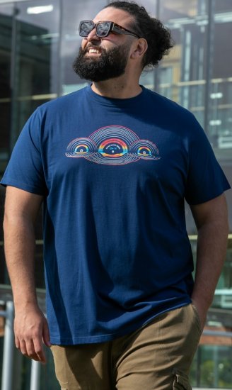 D555 Cheltenham Record With Reflection Printed T-shirt French Navy - Pólók - Nagyméretű pólók - 2XL-14XL