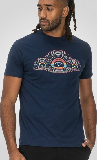 D555 Cheltenham Record With Reflection Printed T-shirt French Navy - Pólók - Nagyméretű pólók - 2XL-14XL