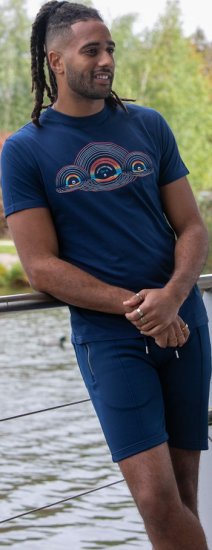 D555 Cheltenham Record With Reflection Printed T-shirt French Navy - Pólók - Nagyméretű pólók - 2XL-14XL