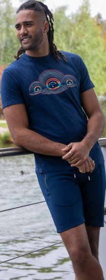 D555 Cheltenham Record With Reflection Printed T-shirt French Navy - Pólók - Nagyméretű pólók - 2XL-14XL