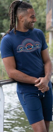 D555 Cheltenham Record With Reflection Printed T-shirt French Navy - Pólók - Nagyméretű pólók - 2XL-14XL