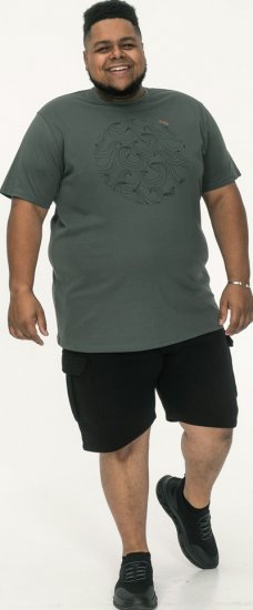 D555 Poole Circle Wave Printed Crew Neck T-shirt Khaki - Pólók - Nagyméretű pólók - 2XL-14XL