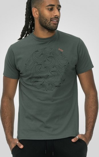 D555 Poole Circle Wave Printed Crew Neck T-shirt Khaki - Pólók - Nagyméretű pólók - 2XL-14XL