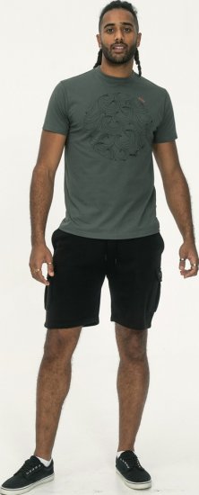 D555 Poole Circle Wave Printed Crew Neck T-shirt Khaki - Pólók - Nagyméretű pólók - 2XL-14XL