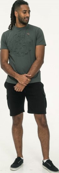 D555 Poole Circle Wave Printed Crew Neck T-shirt Khaki - Pólók - Nagyméretű pólók - 2XL-14XL