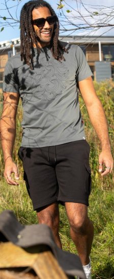 D555 Poole Circle Wave Printed Crew Neck T-shirt Khaki - Pólók - Nagyméretű pólók - 2XL-14XL