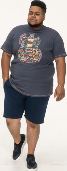 D555 Stockport Multi Coloured Guitar Printed T-Shirt Denim - Pólók - Nagyméretű pólók - 2XL-14XL
