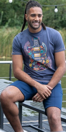 D555 Stockport Multi Coloured Guitar Printed T-Shirt Denim - Pólók - Nagyméretű pólók - 2XL-14XL
