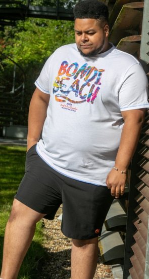 D555 SYDNEY Multi Coloured Bondi Beach Printed T-Shirt White - Pólók - Nagyméretű pólók - 2XL-14XL