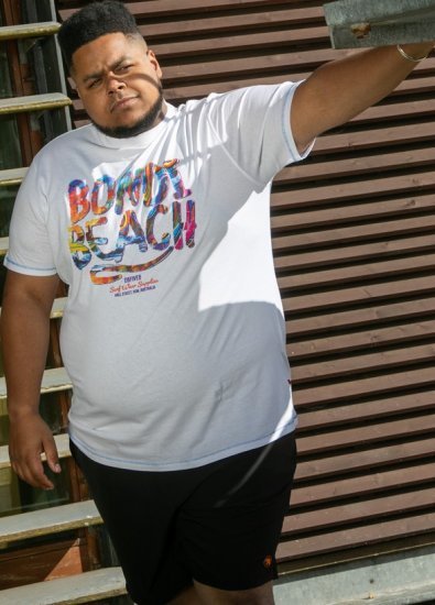D555 SYDNEY Multi Coloured Bondi Beach Printed T-Shirt White - Pólók - Nagyméretű pólók - 2XL-14XL