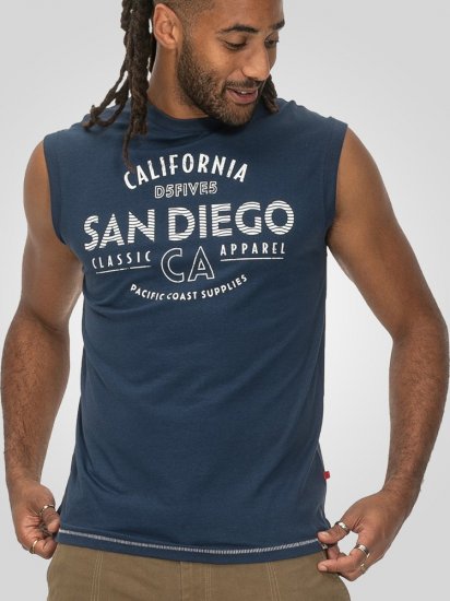 D555 Havant San Diego Printed Sleeveless T-Shirt French Navy - Pólók - Nagyméretű pólók - 2XL-14XL